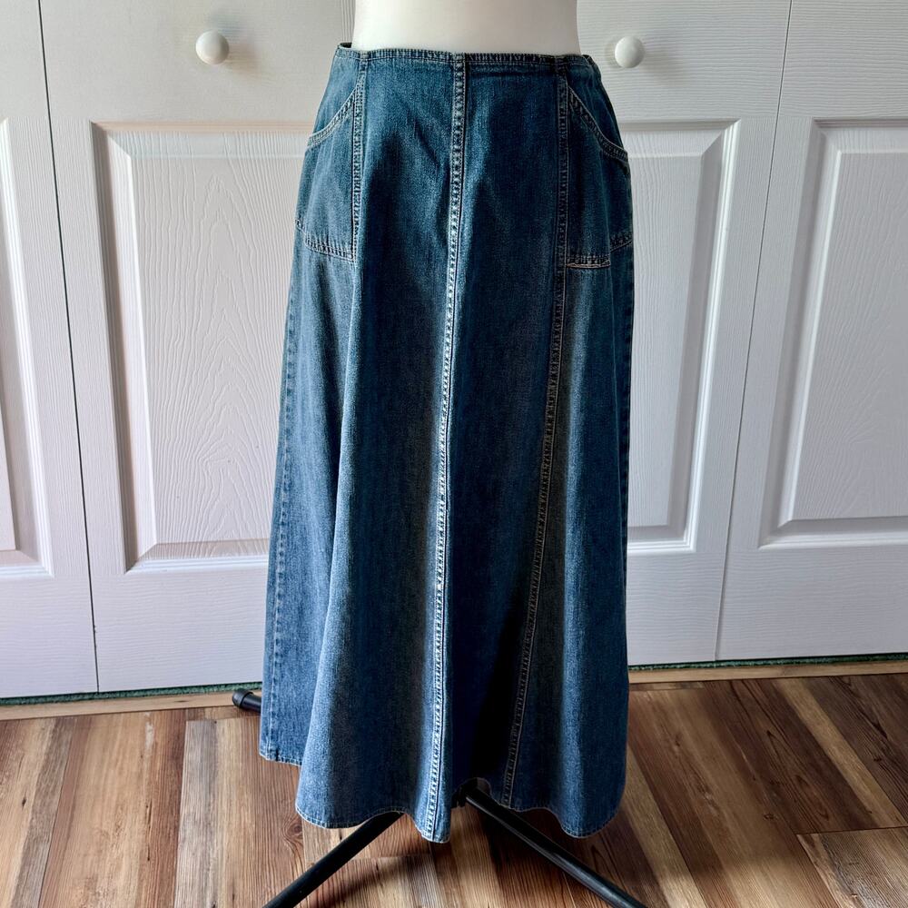 Sonoma Lifestyle size 8 blue jean skirt. 100% cotton. Worn in nicely. Altered.